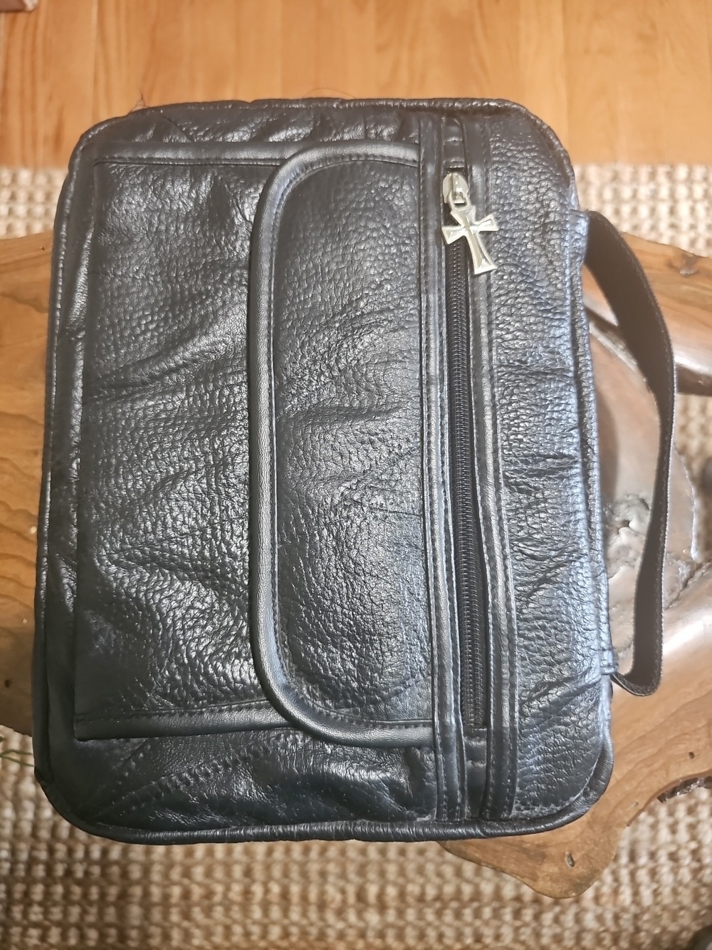 Black Leather Bible Cover Unisex